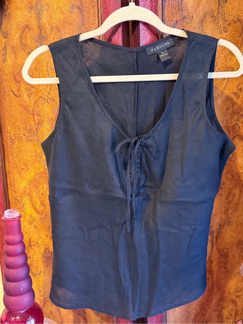 Harold's Black Tie-Front Sleeveless Camisole